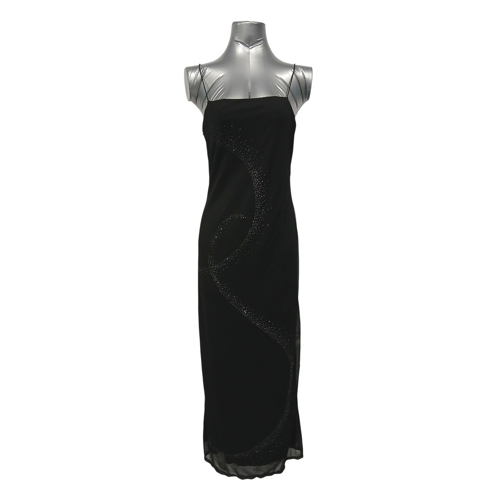 Byer Too! Vintage 90s Mesh Rhinestone Swirl Maxi Dress Stretch‎ sz Lg Whimsigoth